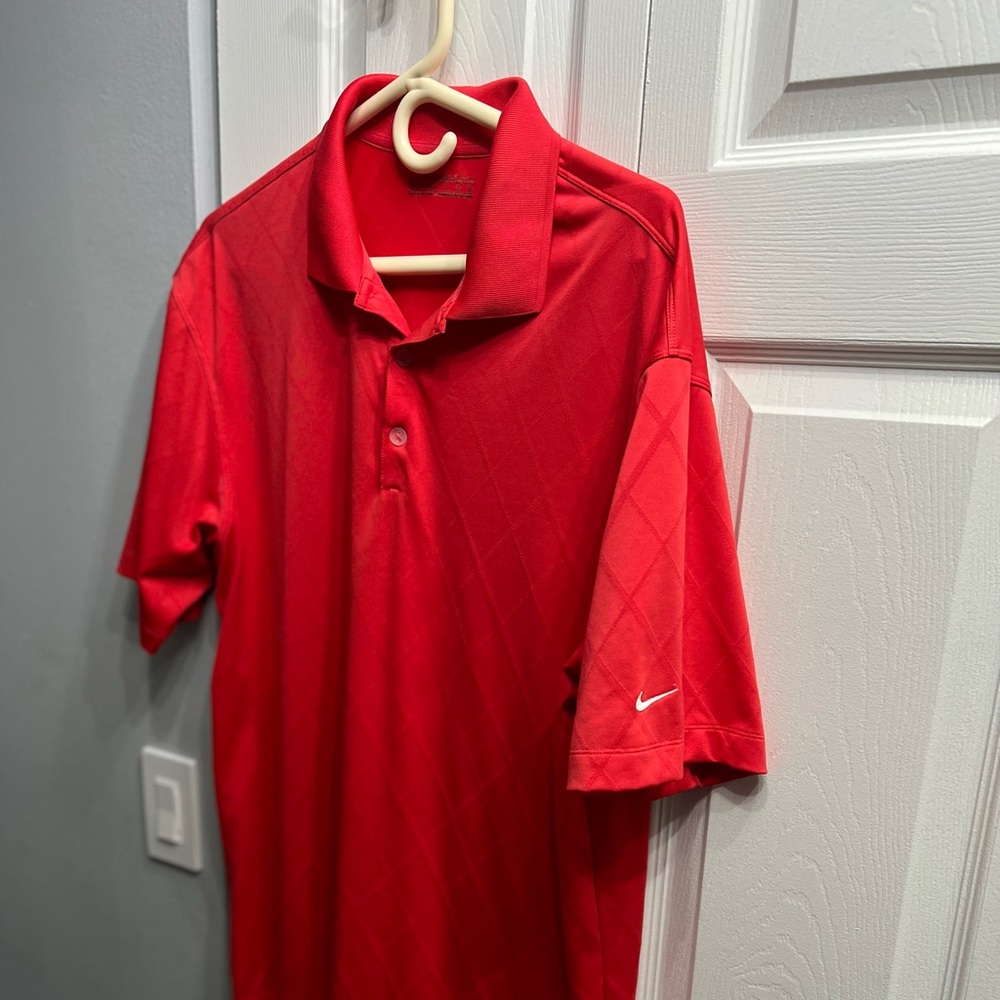 Mens Large Nike Dri Fit GOLF Polo Red